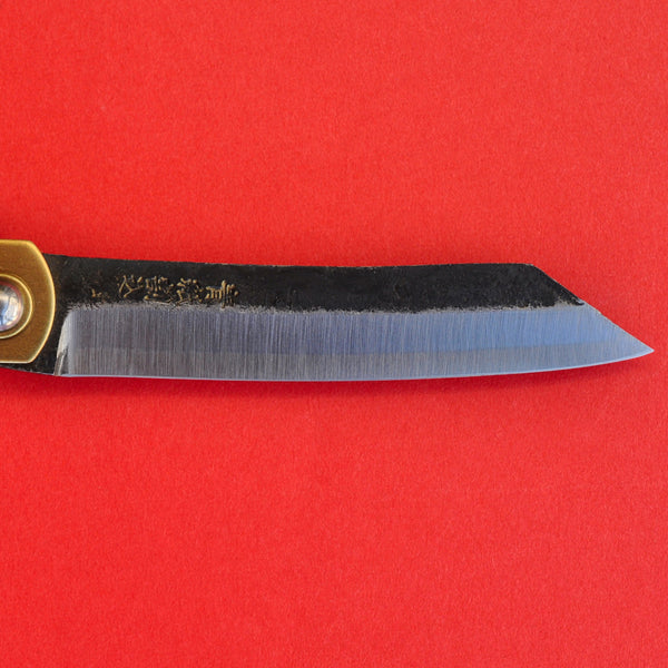 Japanese NAGAO HIGONOKAMI folding pocket knife bluesteel brass 54mm - Osaka  Tools