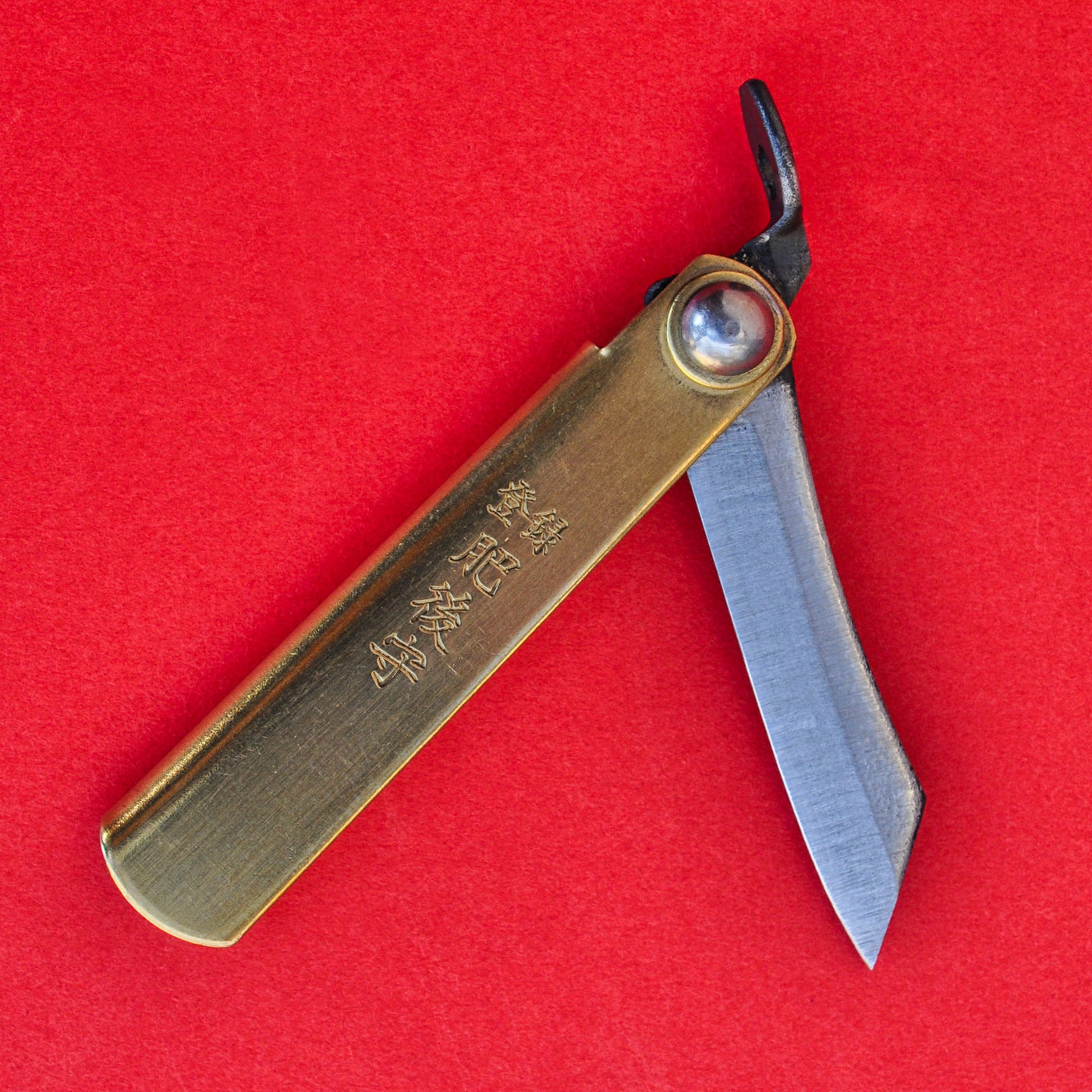 Japanese NAGAO HIGONOKAMI folding pocket knife bluesteel brass 54mm - Osaka  Tools