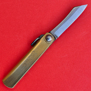Japanese NAGAO HIGONOKAMI folding pocket knife bluesteel brass 54mm open