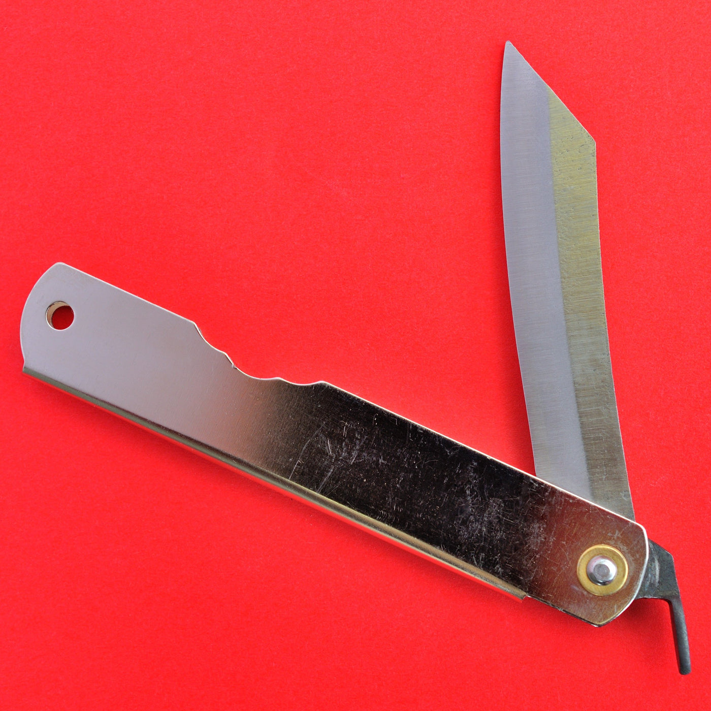 Japanese NAGAO HIGONOKAMI folding pocket knife bluesteel brass Japan -  Osaka Tools