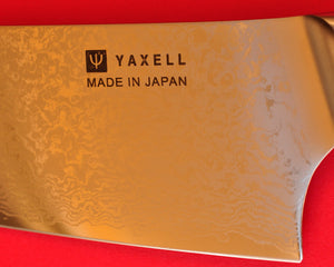 Close-up blade YAXELL YO-U 69 layers Damas Damascus chef knife 210mm Gyuto VG-10 rockwell 61