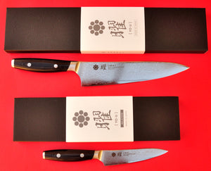 Packaging YAXELL YO-U 69 layers Damas Damascus chef knife 210mm Gyuto + petit knife 120mm VG-10 rockwell 61