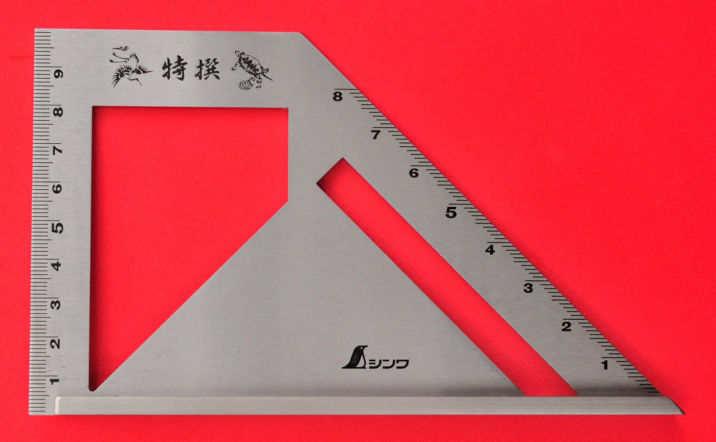 SHINWA Square Layout Miter ruler 45 + 90 Degrees 62081 stainless Japan ...