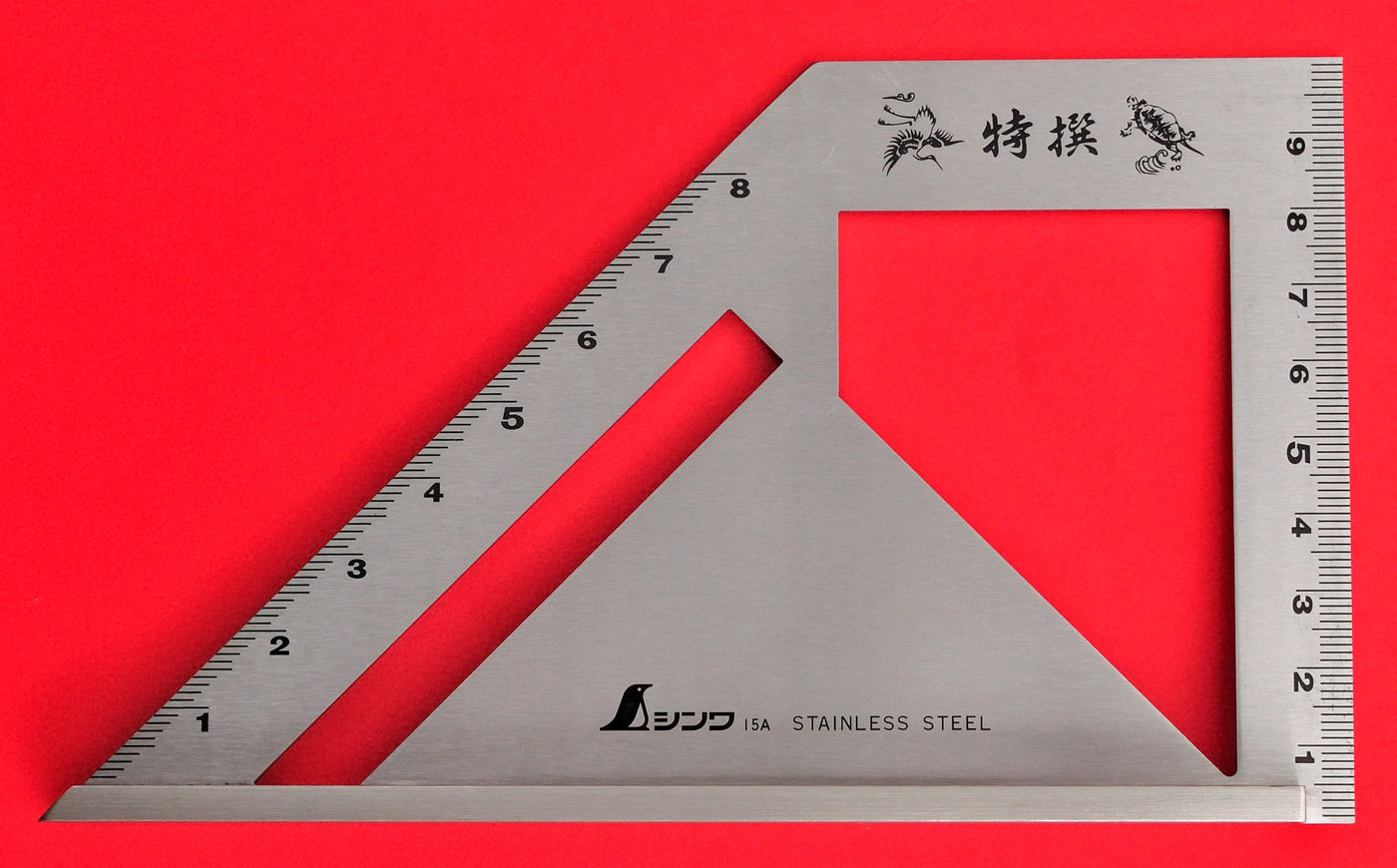 SHINWA Square Layout Miter ruler 45 + 90 Degrees 62081 stainless Japan ...