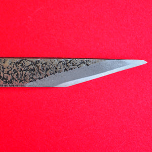 Close-up Hand-forged 9mm Kiridashi carving marking chisel blade Aogami II blue steel Shōzō Japan Japanese tool woodworking carpenter