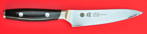 Vue de côté Petit couteau de 120mm YAXELL YO-U 69 couches de Damas Japon Japonais