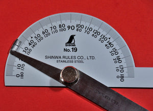 SHINWA Winkelmesser No. 19 20cm Edelstahl 62490 Nahaufnahme