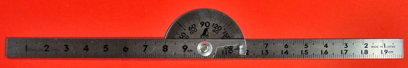 Large Protractor Shinwa Sokutei 62901 Protractor With Needle - 90mm Silver Plate With 10cm Scale Rod Precision Angle Measurer