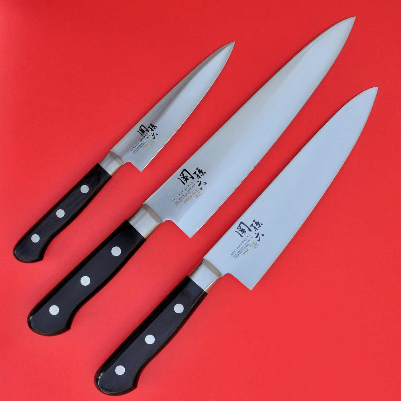 Set de 3 couteaux Kai Seki magoroku Serie IMAYO chef santoku Japon